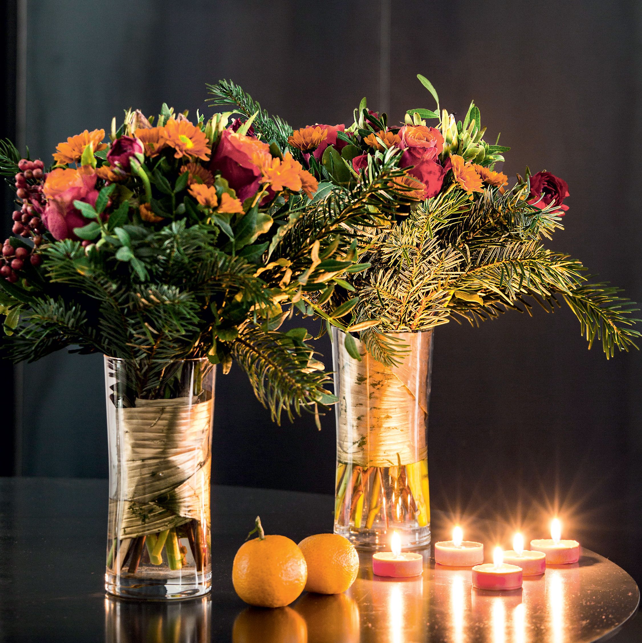 decorazioni floreali per la tavola di Natale